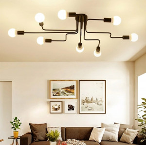 LUSTRA AGARO 8 AGARO APP015-8CW, 120x69 cm, NEGRU, DIN OTEL SI METAL DE INALTA CALITATE, STIL MODERN, TU - Img 5