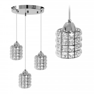 LUSTRA CRYSTAL SILVER APP729-3CPR, 25X90, ARGINTIU, DIN METAL CROMAT SI CRISTALE, STIL MODERN, TU