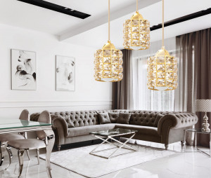 LUSTRA GLAMOR CRYSTAL APP726-3CRP, 25x90 cm, AURIU, DIN METAL DE INALTA CALITATE SI DECORAT CU CRISTALE, STIL MODERN, TU - Img 7