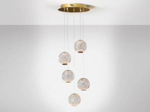 LUSTRA/PLAFONIERA AUSTRAL, 32 CM, AURIU/TRANSPARENT, DIN METAL SI ACRIL OPTIC, STIL MODERN - Img 2