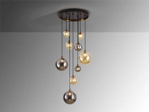 LUSTRA/PLAFONIERA DARK, 55 CM, MULTICOLORA, DIN METAL SI STICLA, STIL MODERN - Img 4