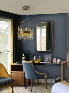 LUSTRA/PLAFONIERA GRACE, 35 CM, AURIU PERIAT/TRANSPARENT, DIN METAL SI STICLA, STIL MODERN - Img 3