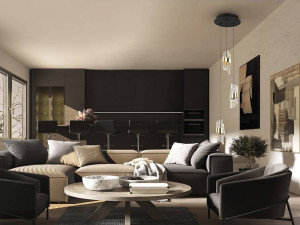 LUSTRA/PLAFONIERA ILIADA, 25 CM, NEGRU MAT/AURIU, DIN METAL SI ACRIL, STIL MODERN - Img 2