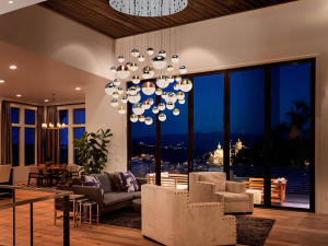LUSTRA/PLAFONIERA SPHERE, CONECTARE BLUETOOTH, 160/350 CM, CROM/ALAMA/CUPRU/TRANSPARENT, DIN METAL SI POLICARBONAT, STIL MODERN - Img 6