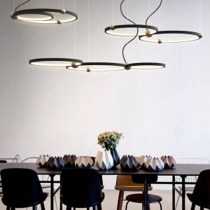LUSTRA RING 3 LED, APP752-30-40-50, 110x97 cm, NEGRU SI AURIU, DIN METAL DE INALTA CALITATE, STIL MODERN, TU - Img 6