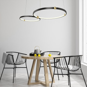 LUSTRA RING CU TELECOMANDA APP763-30-50, 80x50 cm, NEGRU SI AURIU, DIN METAL DE INALTA CALITATE, STIL MODERN, TU - Img 3