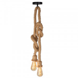 LUSTRA ROPE APP419-2CP, 100 cm, NEGRU SI MARO/NATURAL, DIN FRANGHIE/TEXTIL SI METAL, STIL MODERN, TU - Img 4