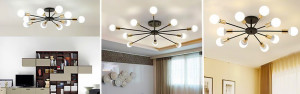 LUSTRA SPIDER BLACK GOLD JDL-13, 89X89X15.5 cm, NEGRU SI AURIU, DIN OTEL SI METAL, STIL MODERN, TU - Img 3