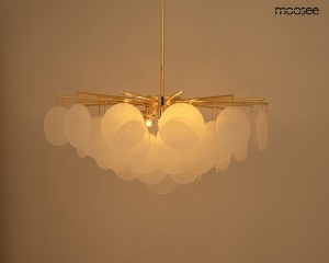 LUSTRA SUONO 60, AURIE, CONFECTIONATA DIN METAL SI STICLA, STIL MODERN - Img 2