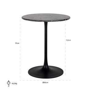 MASA BISTRO CARLTEN, NEGRU, 65Ø, 825228, CONFECTIONATA DIN METAL, MDF SI MARMURA MARO IRLANDEZA, STIL MODERN - Img 3