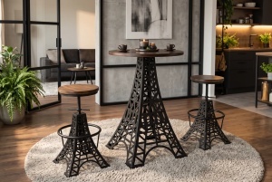 MASA DE BAR PARIS LOFT 105CM, REALIZAT DIN LEMN DE MANGO SI METAL, DE CULOARE MARO/NEGRU - Img 3