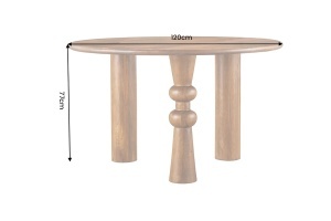 MASA DE DINING ARTE ROTUNDA 120CM, REALIZATA DIN LEMN MASIV DE MANGO, DE CULOARE MARO - Img 2