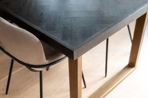 MASA DINING BLACKBONE, 220 CM, NEGRU RUSTIC/AURIU ANTICHIZAT, DIN STEJAR SI METAL, RICHMOND INTERIORS - Img 3