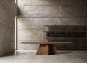 MASA DINING, BRUTALIST 320CM, DIN LEMN DE RECICLAT, REALIZAT MANUAL, VICAL, STIL MODERN