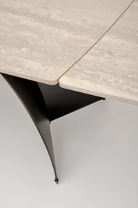 MASA DINING ELEGANTA STIL VESNA, EXTENSIBILA, 180-260/90/76 cm, CONFECTIONATA DIN OTEL SI PIATRA SINTETIZATA, STIL MODERN - Img 5
