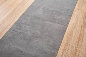 MASA DINING EXTENSIBILA ALBON, STEJAR SONOMA/GRI/NEGRU, 120/160 CM, BLAT DIN MDF SI PICIOARE DIN METAL, STIL MODERN - Img 8