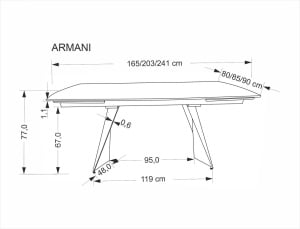 MASA DINING EXTENSIBILA ARMANI NEGRU/ NEGRU CU ASPECT DE MARMURA, 165/241 CM, BLAT DIN MARMURA SINTETICA SI PICIOR DIN METAL, STIL MODERN - Img 11