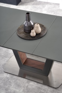 MASA DINING EXTENSIBILA BILOTTI, GRI ANTRACIT/NUC, 160/200 CM, DIN STICLA, MDF SI METAL, STIL MODERN - Img 7