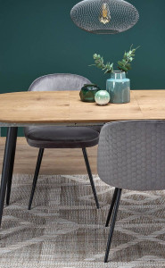 MASA DINING EXTENSIBILA COLORADO, STEJAR AURIU/NEGRU, 120/160 CM, BLAT DIN MDF SI PICIOARE DIN METAL, STIL MODERN - Img 3