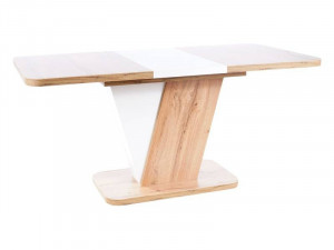 MASA DINING EXTENSIBILA CROCUS, 120/160 CM, STEJAR WOTAN/ALB MAT, DIN PAL LAMINAT, STIL MODERN - Img 7
