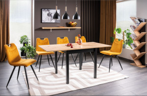 MASA DINING EXTENSIBILA FLIP, 80/160 CM, STEJAR ARTISAN/NEGRU, DIN PAL LAMINAT, STIL MODERN