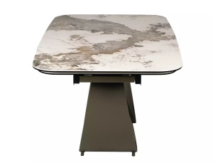 MASA DINING EXTENSIBILA INFINITY, 160/240 CM, EFECT DE MARMURA PANDORO/CUPRU, DIN CERAMICA, STICLA SI METAL, STIL MODERN - Img 11