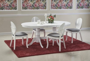 MASA DINING EXTENSIBILA JOSEPH, ALBA, 150/190 CM, BLAT DIN MDF SI PICIOARE DIN LEMN MASIV, STIL CLASIC - Img 2