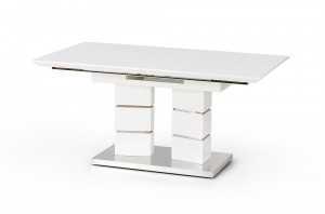 MASA DINING EXTENSIBILA LORD, ALB/CROM, 160/200 CM, BLAT DIN MDF LACUIT SI PICIOARE DIN METAL, STIL MODERN - Img 6