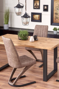 MASA DINING EXTENSIBILA PEREZ, STEJAR/NEGRU, 160/250 CM, BLAT DIN MDF SI PICIOARE DIN METAL, STIL VINTAGE - Img 7