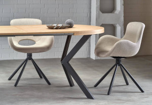 MASA DINING EXTENSIBILA PERONI, STEJAR AURIU/NEGRU, 100/250 CM, BLAT DIN MDF SI PICIOARE DIN METAL, STIL MODERN - Img 4