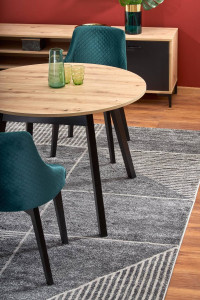 MASA DINING EXTENSIBILA RUBEN, STEJAR/NEGRU, 102/142 CM, BLAT DIN PAL SI PICIOARE DIN LEMN MASIV , STIL VINTAGE - Img 5