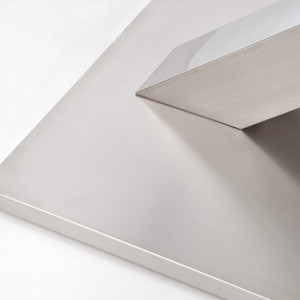 MASA DINING EXTENSIBILA SANDOR 2, ALB/CROM, 160/220 CM, BLAT DIN STICLA, MDF SI PICIOARE DIN METAL, STIL MODERN - Img 5