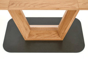 MASA DINING EXTENSIBILA STIL BLACKY, STEJAR AURIU/NEGRU, 160/220 CM, BLAT DIN MDF SI PICIOR DIN METAL, STIL MODERN - Img 6