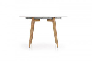MASA DINING EXTENSIBILA STIL CALIBER, 160/200 CM, STEJAR SAN REMO/ALB, DIN MDF LAMINAT SI METAL, STIL MODERN - Img 5