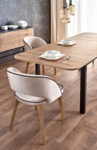 MASA DINING EXTENSIBILA STIL FLORIAN, STEJAR ARTISAN/NEGRU, 160/228 CM, DIN MDF SI FURNIR, STIL CLASIC - Img 6