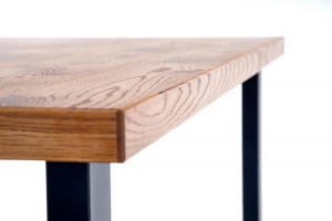 MASA DINING EXTENSIBILA STIL HORUS, STEJAR/NEGRU, 126/206 CM, BLAT DIN MDF SI PICIOARE DIN METAL, STIL VINTAGE - Img 7