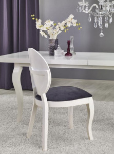 MASA DINING EXTENSIBILA STIL MOZART, ALBA, 160/240 CM, BLAT DIN MDF SI PICIOARE DIN LEMN MASIV, STIL CLASIC - Img 2
