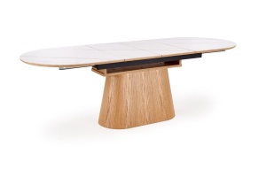 MASA DINING EXTENSIBILA STIL SIRIUS, STEJAR NATURAL/ALB, CONFECTIONATA DIN MDF SINTETIZAT SI FURNIR, STIL MODERN - Img 8