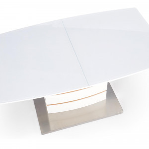 MASA DINING EXTENSIBILA TORONTO, ALB/STEJAR/CROM, 140/180 CM, BLAT DIN MDF, STICLA SI PICIOR DIN METAL, STIL MODERN - Img 7