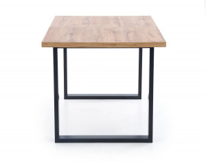 MASA DINING EXTENSIBILA VENOM, STEJAR WOTAN/NEGRU, 160/210 CM, BLAT DIN MDF LAMINAT SI PICIOARE DIN METAL, STIL VINTAGE - Img 8