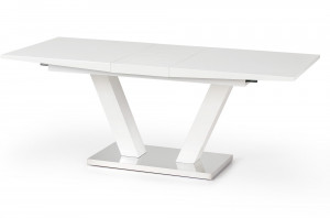 MASA DINING EXTENSIBILA VISION, ALB/CROM, 160/200 CM, BLAT DIN MDF LACUIT SI PICIOR DIN METAL, STIL MODERN - Img 2