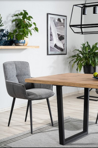 MASA DINING EXTENSIBILA VITO, 140/180 CM, STEJAR ARTISAN/NEGRU, BLAT DIN MDF, FURNIR SI PICIOARE DIN METAL, STIL MODERN - Img 3