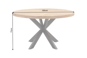 MASA DINING INFINITY HOME 120CM, 3 LOCURI, REALIZATA DIN METAL SI LEMN DE MANGO , CULOARE NATUR, INVICTA INTERIOR - Img 3