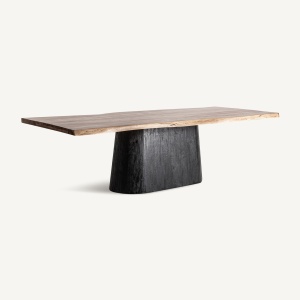 MASA DINING KNAITH 260CM, REALIZATA DIN LEMN DE MANGO SI SALCAM, REALIZAT MANUAL, FINISAJ NATUR/NEGRU, VICAL HOME - Img 2