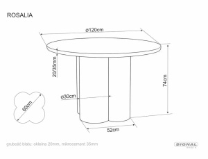 MASA DINING/LIVING ROTUNDA, ECRU, 120/74 CM, CONFECTIONATA DN MDF SI MICROCIMENT - Img 4