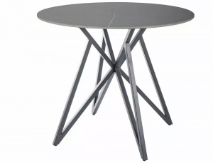 MASA DINING MURANO, 90 CM, EFECT DE MARMURA GRI/NEGRU MAT, BLAT DIN CERAMICA SI PICIOARE DIN METAL, STIL MODERN