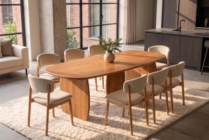 MASA DINING NOA, OVALA 240CM, REALIZATA DIN LEMN DE SALCAM, CULOARE MARO