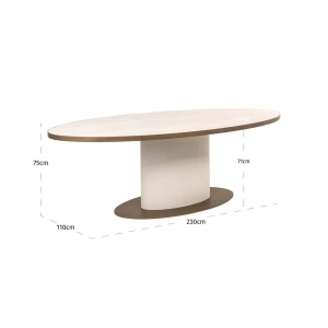 MASA DINING OVALA, TIVOLI 230CM, CERAMICA, METAL SI MDF, ALB/AURIU, RICHMOND INTERIORS - Img 2