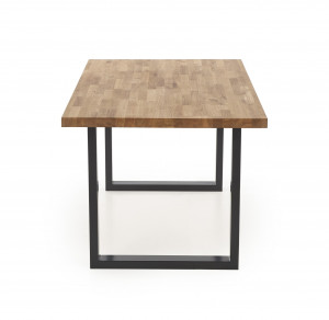 MASA DINING RADUS, STEJAR/NEGRU, 160 CM, BLAT DIN LEMN MASIV SI PICIOARE DIN METAL, STIL VINTAGE - Img 3