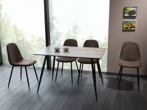 MASA DINING REMUS, 120 CM, NUC/NEGRU, BLAT DIN MDF SI PICIOARE DIN METAL, STIL MODERN - Img 1